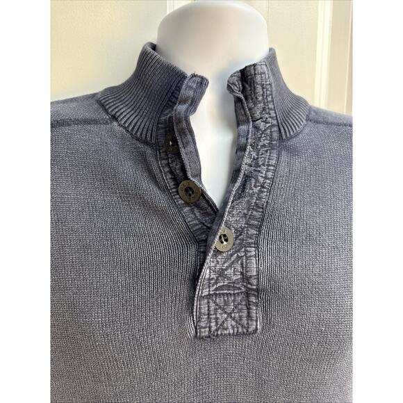 BKE Men's Large Blue Ryder 1/4 ButtonHenley Sweater Knit Cotton Pullover Casual - Picture 2 of 9